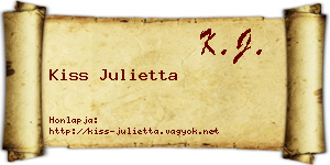 Kiss Julietta névjegykártya